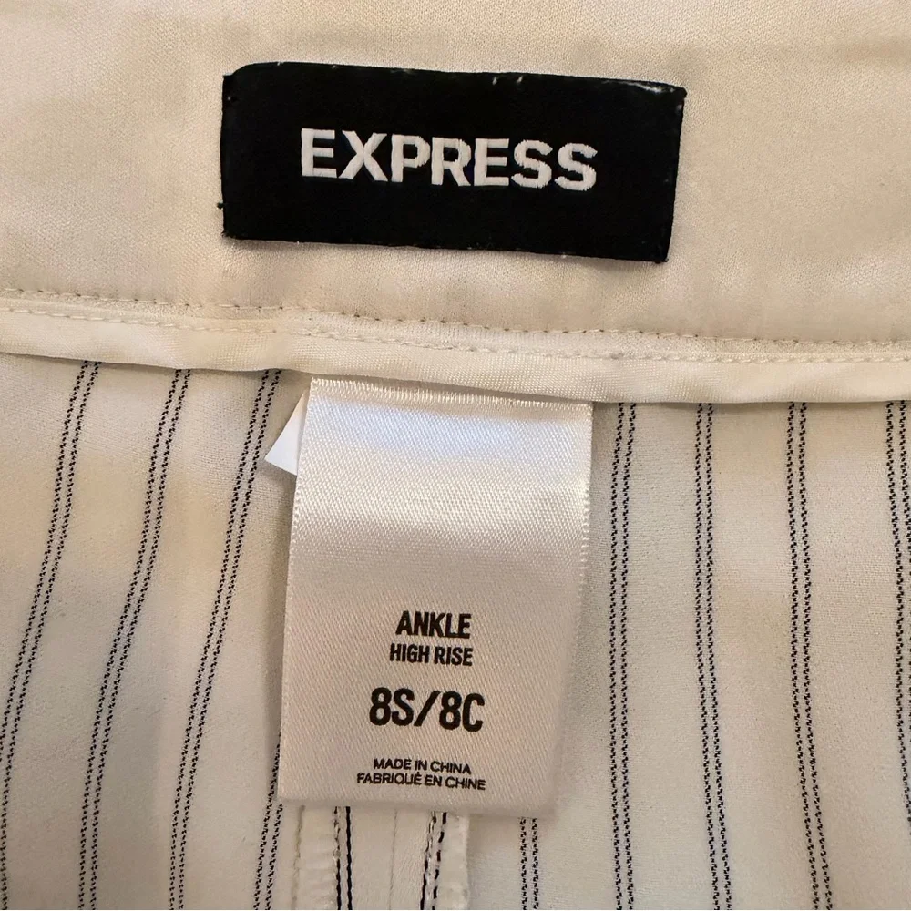 Express High Rise White Pants with Black Stripes - Picture 5 of 11